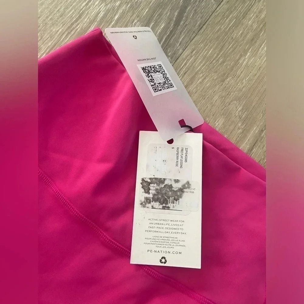 PE Nation Free Play Legging Raspberry Rose Pink Ribbed High Rise size Small NWT! - Picture 3 of 4